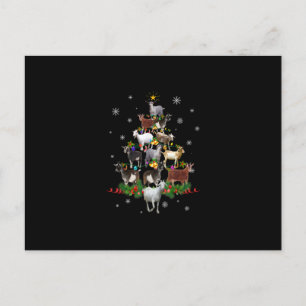 Goat Christmas Tree Snow Goat Xmas Announcement Postcard