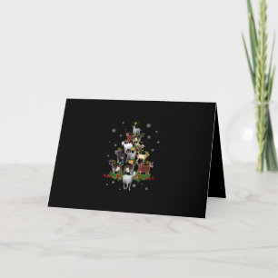Goat Christmas Tree Snow Goat Xmas Holiday Card