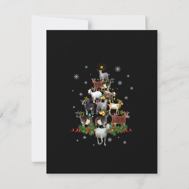 Goat Christmas Tree Snow Goat Xmas Invitation (Front)