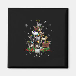 Goat Christmas Tree Snow Goat Xmas Magnet