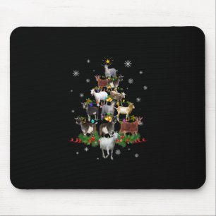 Goat Christmas Tree Snow Goat Xmas Mouse Mat