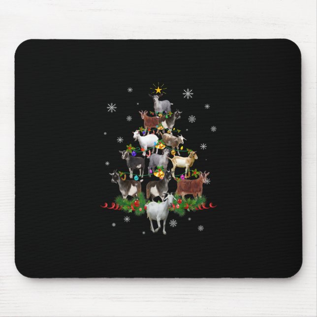 Goat Christmas Tree Snow Goat Xmas Mouse Mat (Front)