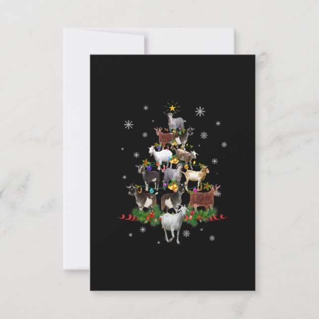 Goat Christmas Tree Snow Goat Xmas RSVP Card (Front)