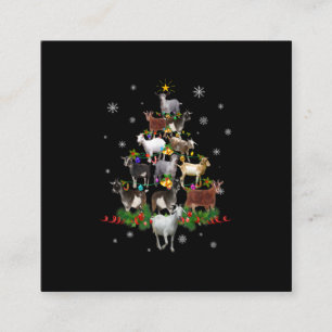 Goat Christmas Tree Snow Goat Xmas Square Business Card