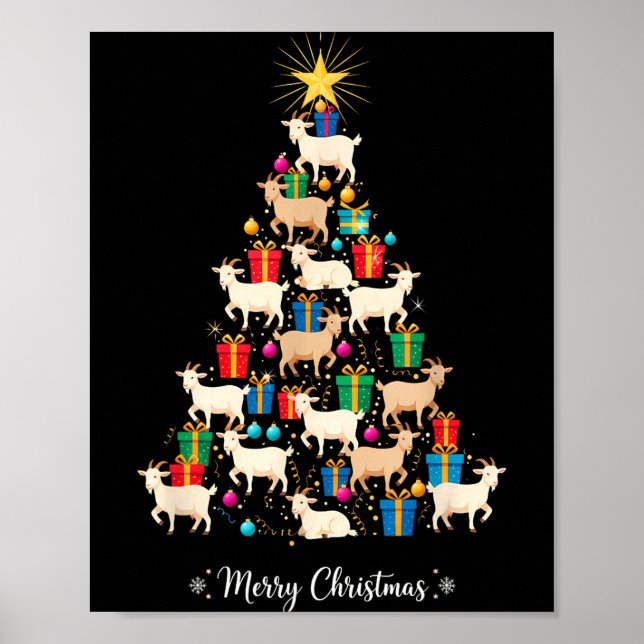 Goat Christmas Tree Xmas Holiday Men &amp; Women  Poster (Front)