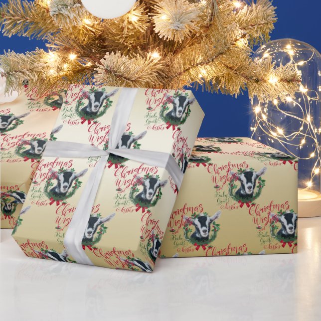 GOAT | Christmas Wishes Baby Goat Kisses Alpine Wrapping Paper (Holidays)
