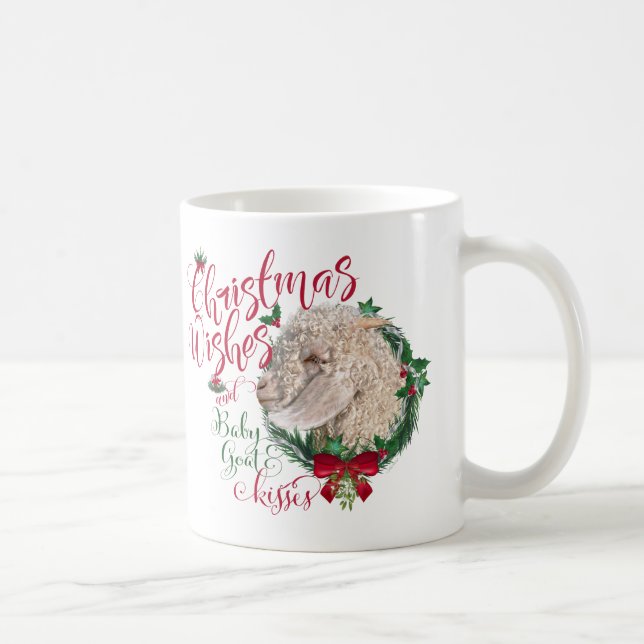 GOAT | Christmas Wishes Baby Goat Kisses Angora Coffee Mug (Right)