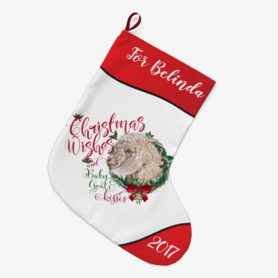 GOAT Christmas Wishes Baby Goat Kisses Angora Large Christmas Stocking