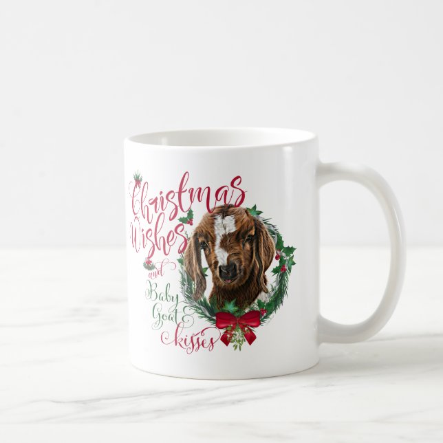 GOAT | Christmas Wishes Baby Goat Kisses Boer Coffee Mug (Right)