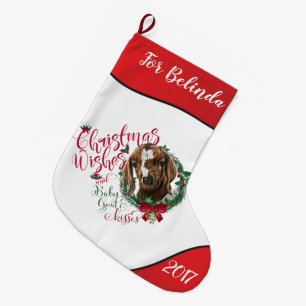 GOAT   Christmas Wishes Baby Goat Kisses Boer Large Christmas Stocking