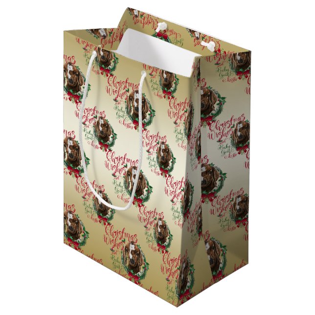 GOAT | Christmas Wishes Baby Goat Kisses Boer Medium Gift Bag (Front Angled)