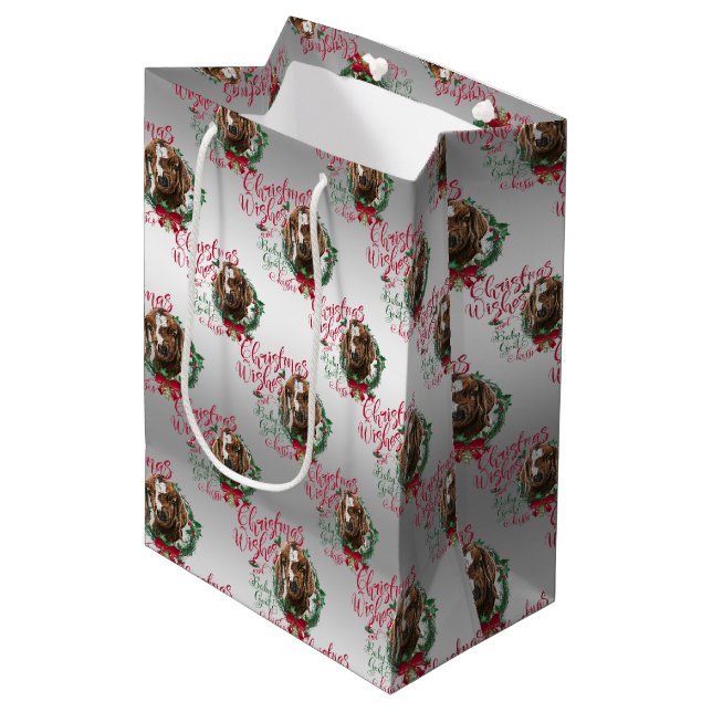 GOAT | Christmas Wishes Baby Goat Kisses Boer Medium Gift Bag (Front Angled)