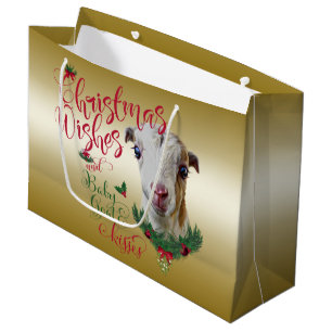 GOAT  Christmas Wishes Baby Goat Kisses LaMancha Large Gift Bag