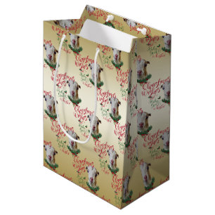 GOAT Christmas Wishes Baby Goat Kisses LaMancha Medium Gift Bag