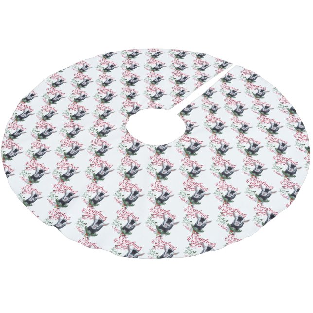 GOAT | Christmas Wishes Baby Goat Kisses Nigerian Brushed Polyester Tree Skirt (Angled)