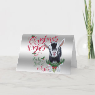 GOAT   Christmas Wishes Baby Goat Kisses Nigerian Holiday Card