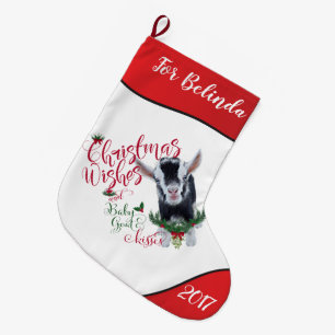 GOAT   Christmas Wishes Baby Goat Kisses Nigerian Large Christmas Stocking