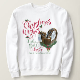 GOAT   Christmas Wishes Baby Goat Kisses Nubian 2 Sweatshirt