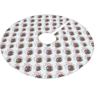 GOAT   Christmas Wishes Baby Goat Kisses Nubian 3 Brushed Polyester Tree Skirt