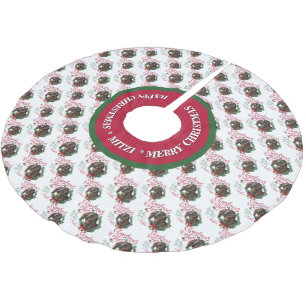 GOAT Christmas Wishes Baby Goat Kisses Nubian 3 Brushed Polyester Tree Skirt