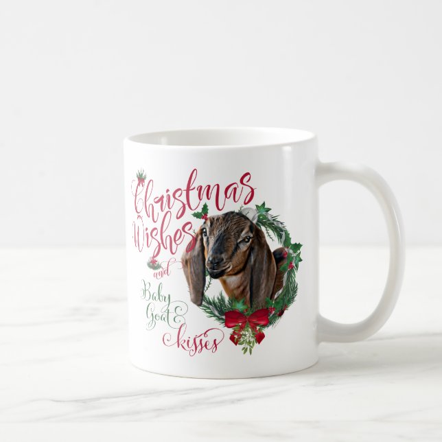 GOAT | Christmas Wishes Baby Goat Kisses Nubian 3 Coffee Mug (Right)