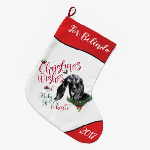 GOAT Christmas Wishes Baby Goat Kisses Nubian Large Christmas Stocking
