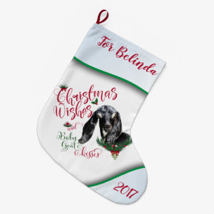 GOAT Christmas Wishes Baby Goat Kisses Nubian Large Christmas Stocking