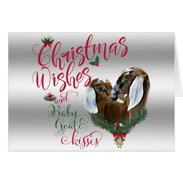 GOAT | Christmas Wishes Baby Goat Kisses Nubians (Front Horizontal)