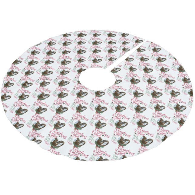 GOAT | Christmas Wishes Baby Goat Kisses Nubians Brushed Polyester Tree Skirt (Angled)