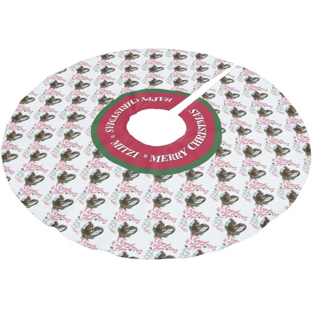GOAT | Christmas Wishes Baby Goat Kisses Nubians Brushed Polyester Tree Skirt (Angled)