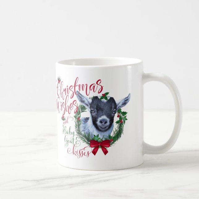 GOAT | Christmas Wishes Baby Goat Kisses Pygmy Coffee Mug (Right)