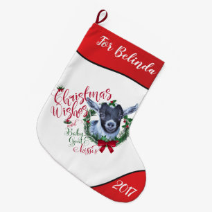 GOAT   Christmas Wishes Baby Goat Kisses Pygmy Large Christmas Stocking