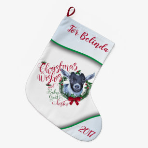 GOAT   Christmas Wishes Baby Goat Kisses Pygmy Large Christmas Stocking