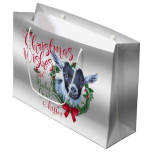 GOAT   Christmas Wishes Baby Goat Kisses Pygmy Large Gift Bag
