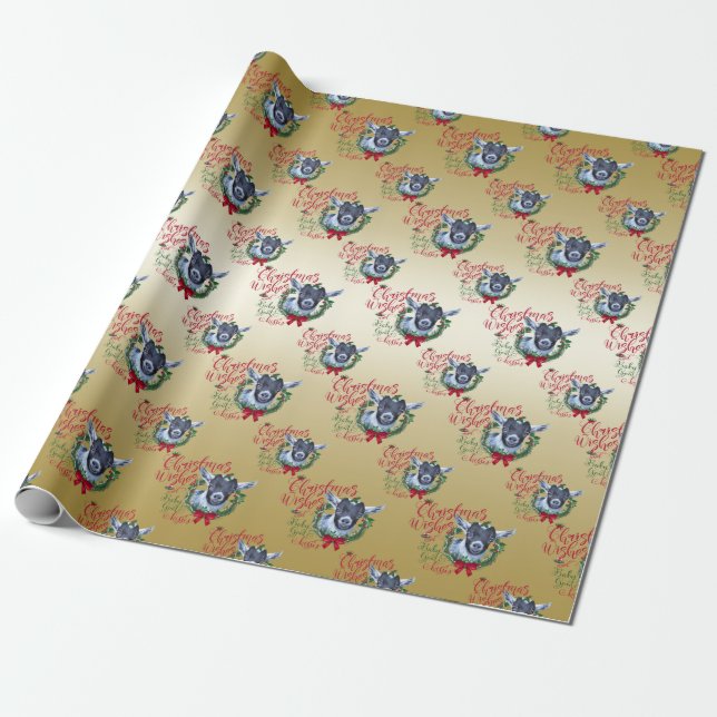 GOAT | Christmas Wishes Baby Goat Kisses Pygmy Wrapping Paper (Unrolled)