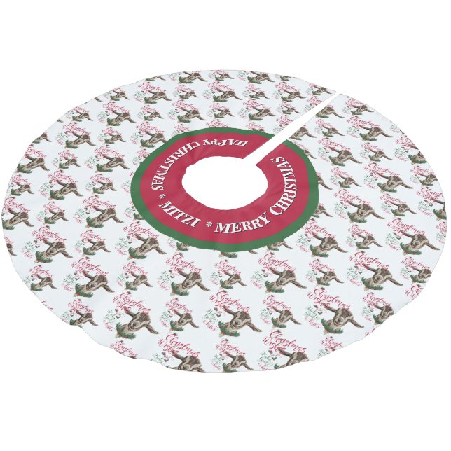 GOAT | Christmas Wishes Baby Goat Kisses Togg Brushed Polyester Tree Skirt (Angled)