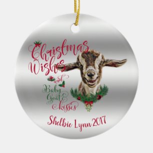 GOAT   Christmas Wishes Baby Goat Kisses Togg Ceramic Tree Decoration