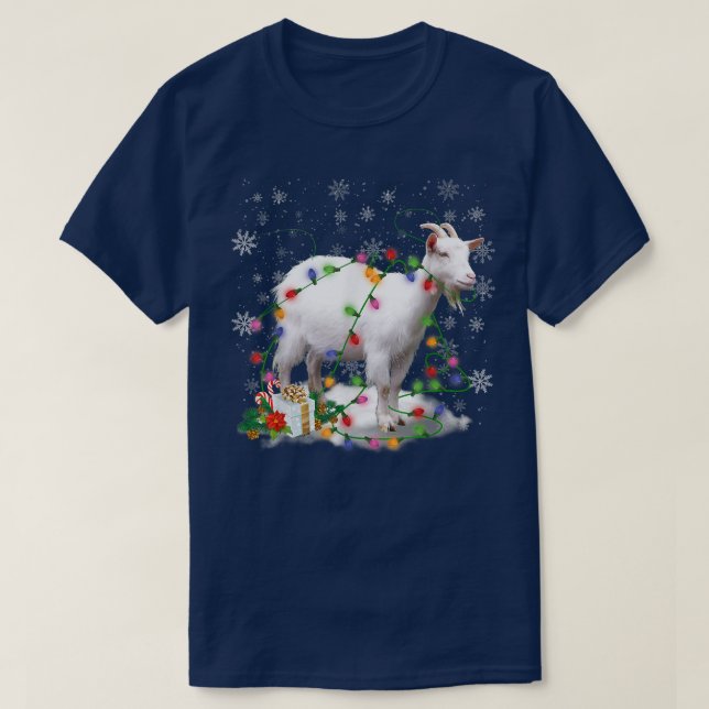 Goat ChristmasXmas Light Pajama for Goat Lover  T-Shirt (Design Front)
