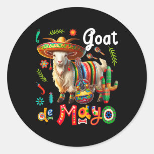 Goat Cinco De Mayo Mexican Sombrero Floral Guitar  Classic Round Sticker