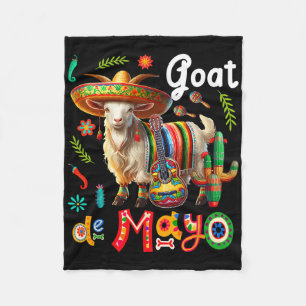 Goat Cinco De Mayo Mexican Sombrero Floral Guitar Fleece Blanket