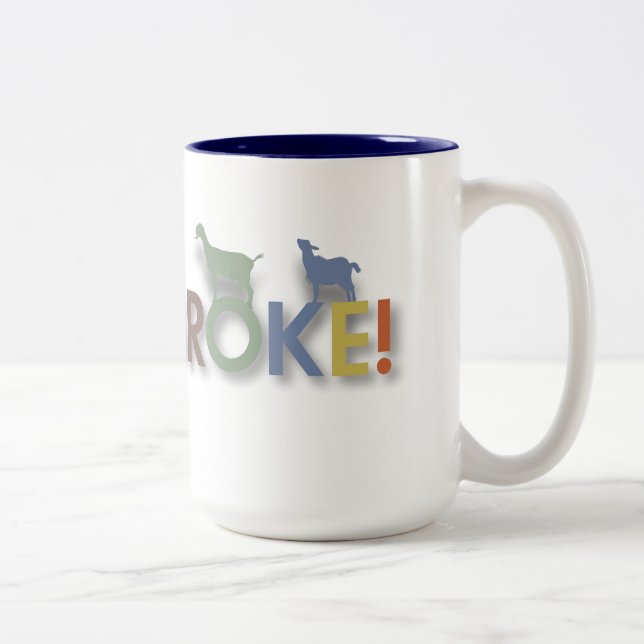 goat coffee mug, goat broke logo Two-Tone coffee mug (Right)