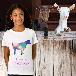 Goat Colourful Animal Art Name T-Shirt