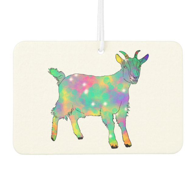 Goat Colourful Funny Illustration Funky Animal Art Car Air Freshener (Front)