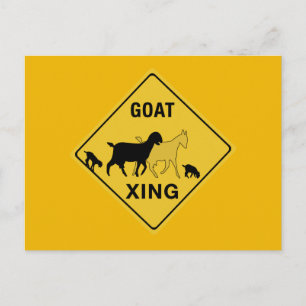 Goat Crossing, Traffic Warning Sign, Indiana, USA Postcard