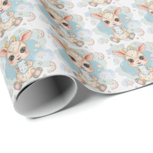 Goat Cute Baby Pastel Watercolor Pattern Wrapping Paper