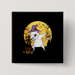 Goat Dabbing Witch Pumpkin Funny Dog Halloween 15 Cm Square Badge