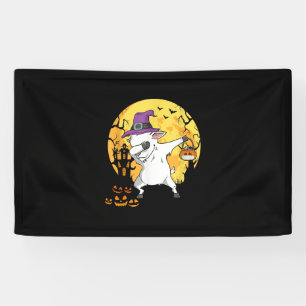 Goat Dabbing Witch Pumpkin Funny Dog Halloween Banner