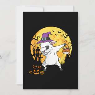 Goat Dabbing Witch Pumpkin Funny Dog Halloween Invitation