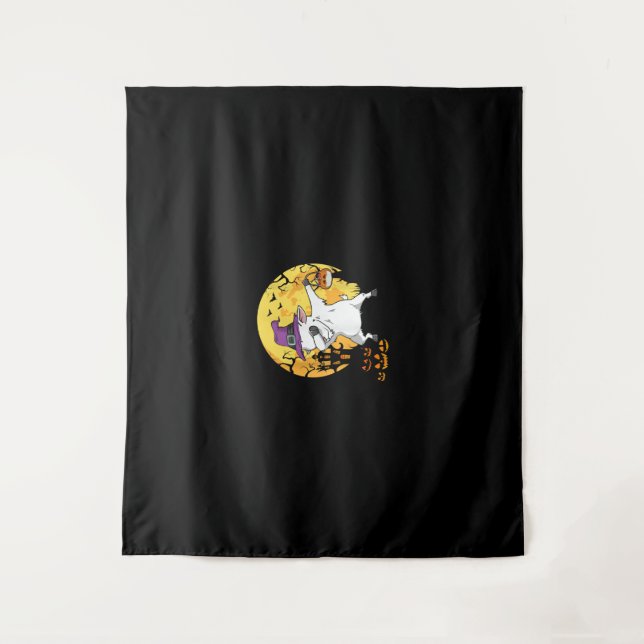 Goat Dabbing Witch Pumpkin Funny Dog Halloween Tapestry (Front)