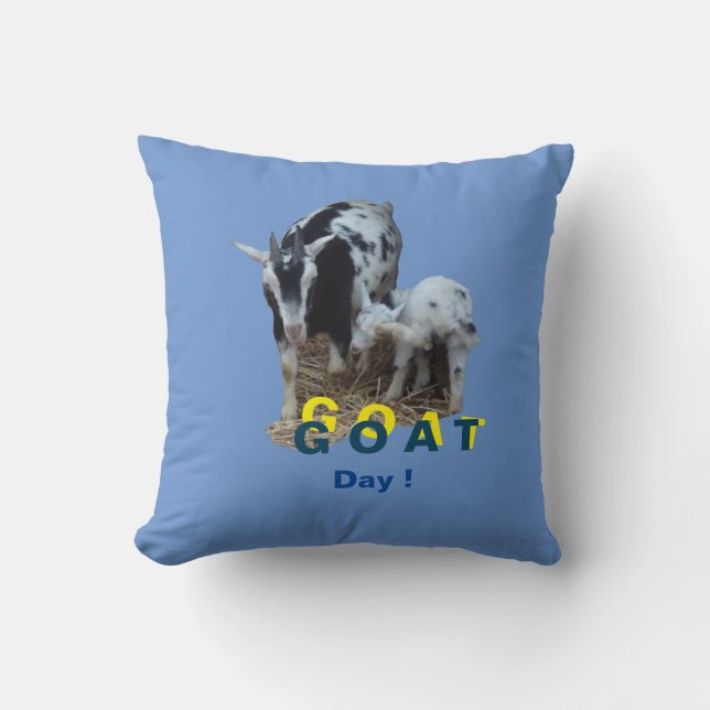 GOAT Day Cust. BG Colour Throw Pillow (Front)